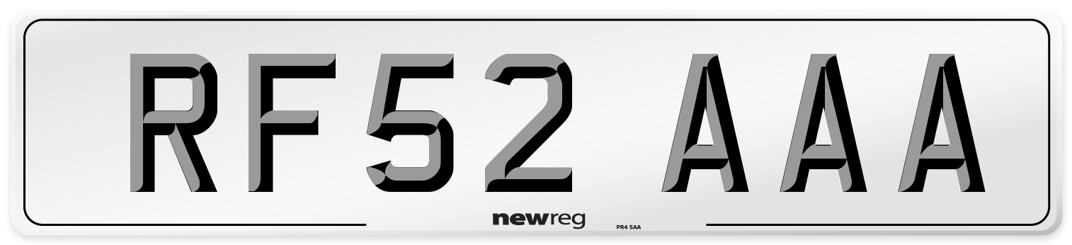 RF52 AAA Number Plate from New Reg